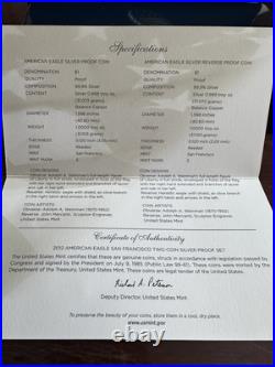 2012 American Eagle San Francisco Two-Coin Silver Proof Set with Box & OGP