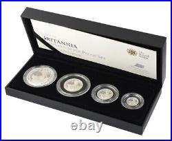 2012 Britannia. 999 Fine Silver Proof Four Coin Royal Mint Collection Box & COA