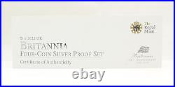 2012 Britannia. 999 Fine Silver Proof Four Coin Royal Mint Collection Box & COA