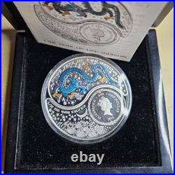 2012 Fiji Silver Proof $1 Coin Year Of The Dragon Yin Yang Box COA Finland