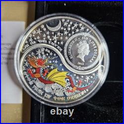 2012 Fiji Silver Proof $1 Coin Year Of The Dragon Yin Yang Box COA Finland