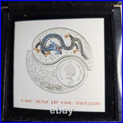 2012 Fiji Silver Proof $1 Coin Year Of The Dragon Yin Yang Box COA Finland