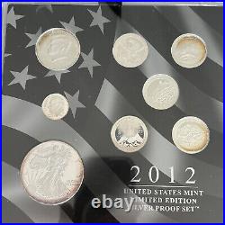 2012 Limited Edition Silver Proof Box Set 8 Coins with COA Some toning on coins