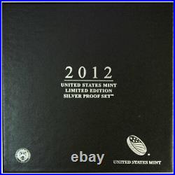 2012 Limited Edition Silver Proof Set Black Box & COA 7 Coins and Silver Eagle