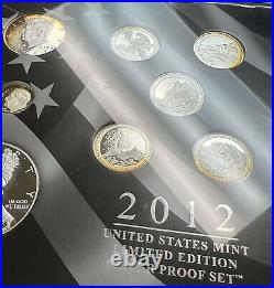 2012 Limited Edition Silver Proof Set Toned US Original Box & Coa 8 Coin Set