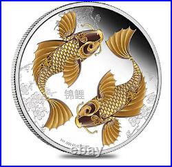 2012 Nuie feng shui KOI silver proof coin COA and Box