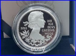 2012 Proof Silver Queen's Diamond Jubilee 5 pound Coin Queen Elizabeth Box & COA