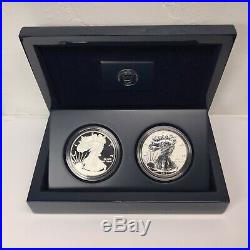2012 SILVER EAGLE SAN FRANCISCO 2-COIN PROOF SET with BOX PROOF & REVERSE PROOF