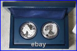 2012 S $1 Silver Eagle Coin Set Proof & Reverse Proof Box/coa