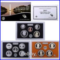 2012 S 2016 S United States Mint SILVER Proof Set / Box and COA 5 Proof Sets