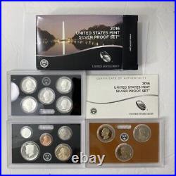 2012 S 2016 S United States Mint SILVER Proof Set / Box and COA 5 Proof Sets