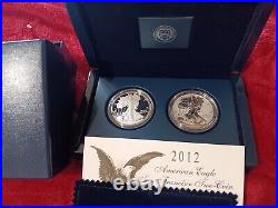 2012-S American Eagle Silver Proof & Reverse Proof 2 Coin Set with Box & COA