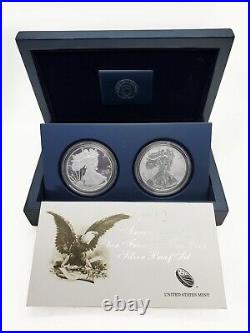2012-S American Eagle Silver Proof Set, Proof & Reverse Proof, withBox & COA