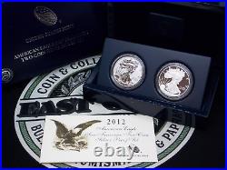 2012 S American SILVER Eagle SAN FRANCISCO Reverse Proof Set 2 Coin Box & COA