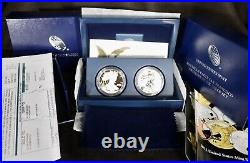 2012 S American Silver Eagle Two Coin Silver Proof & Reverse Set with Box & COA