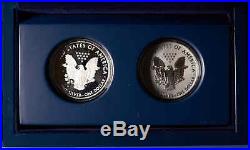 2012-S Silver Eagle 2 Coin Set withProof & Reverse Proof Mint Box, Sleeve &C. O. A