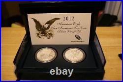 2012 S Silver Eagle Set- Proof & Reversed Proof 2 Coin Set/ Box/coa
