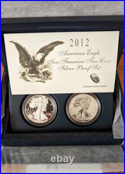 2012 S Two-Coin Silver Proof Set American Eagle San Francisco OGP withBox & COA 2012 S Two-Coin Silver Proof Set American Eagle San Francisco OGP withBox & COA