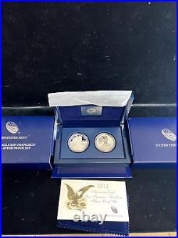 2012 S Two-Coin Silver Proof Set American Eagle San Francisco OGP withBox&COA