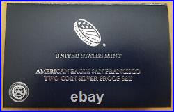 2012 S Two-Coin Silver Proof Set American Eagle San Francisco withBox & COA