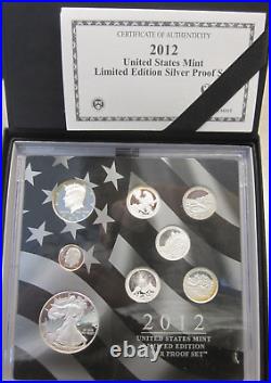 2012-S U. S. Mint Limited Edition Silver Proof Set 8 Coins with Box/Sleeve/COA