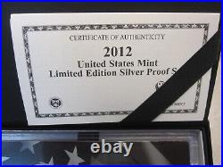 2012-S U. S. Mint Limited Edition Silver Proof Set 8 Coins with Box/Sleeve/COA