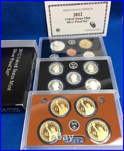 2012-S U. S. Silver Proof 14 Coin Set Mint Condition withBox + COA