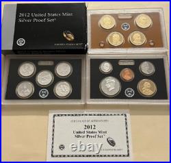 2012-S United States Mint SILVER Proof Set 14 Coins WithCOA & OGP Box 90%