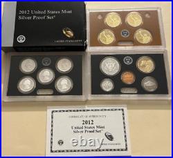 2012-S United States Mint SILVER Proof Set 14 Coins WithCOA & OGP Box 90%