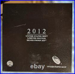 2012-S-W US Mint Limited Edition SILVER Proof Set 8 Coins WithCOA IN OGP -BOX