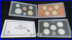 2012 Silver Proof Set US Mint With Coins, Box and COA 14 Coins Silver