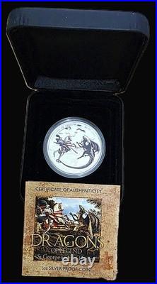 2012 Tuvalu $1 Dragons of Legend 1 oz 5-Coin Colorized Silver Proof Set withBox