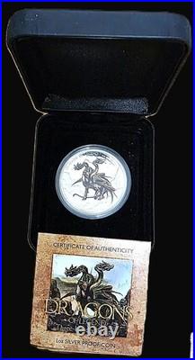 2012 Tuvalu $1 Dragons of Legend 1 oz 5-Coin Colorized Silver Proof Set withBox