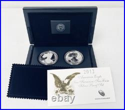 2012 US Mint American Silver Eagle Proof & Reverse Proof 2 Coin Set with Box & COA