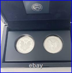 2012 US Mint American Silver Eagle Proof & Reverse Proof 2 Coin Set with Box & COA