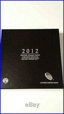 2012 US Mint Limited Edition Silver Proof Set. Box, Slip Cover, COA, Low Mintage