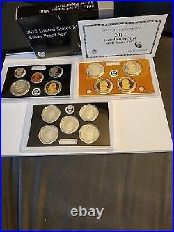 2012 US Mint SILVER PROOF SET. Complete 14-Coin Set With Box & COA