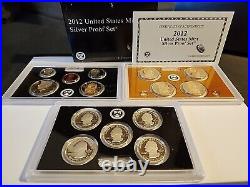 2012 US Mint SILVER PROOF SET. Complete 14-Coin Set With Box & COA