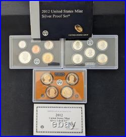 2012 US Mint Silver Proof Set 14 Coins Set (with 7 90% Silver Coins) withBox & COA