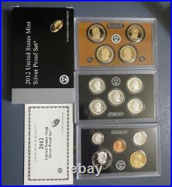2012 US Mint Silver Proof Set 14 Coins Set (with 7 90% Silver Coins) withBox & COA