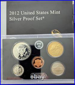 2012 US Mint Silver Proof Set 14 Coins Set (with 7 90% Silver Coins) withBox & COA