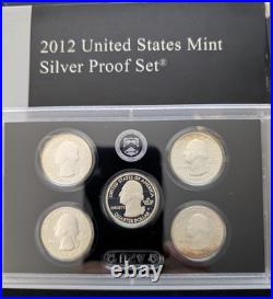 2012 US Mint Silver Proof Set 14 Coins Set (with 7 90% Silver Coins) withBox & COA