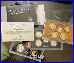 2012 US Mint Silver Proof Set LOW MINTAGE Original Owner with COA & Box Included