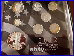2012 U. S. Mint Limited Edition Silver Proof Set Box & CoA