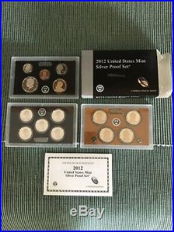 2012 U. S. Mint Silver Proof 14 Coin Set Mint Condition withBox + COA