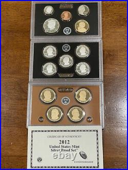 2012 U. S. Silver Proof Set 14 Coins with Original Box and COA