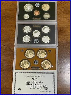 2012 U. S. Silver Proof Set 14 Coins with Original Box and COA