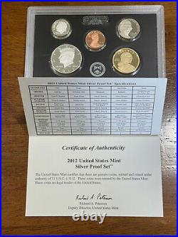 2012 U. S. Silver Proof Set 14 Coins with Original Box and COA