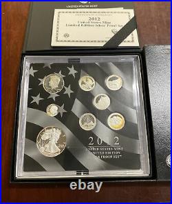 2012 United States Mint Limited Edition Silver Proof Set Toned With Box & COA
