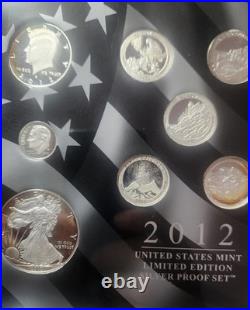 2012 United States Mint Limited Edition Silver Proof Set with Box